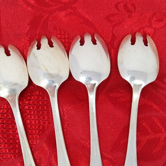 7X HAMPDEN Silverplate International Silver Wm Rogers Ice Cream Fork 5" - Picture 11 of 13